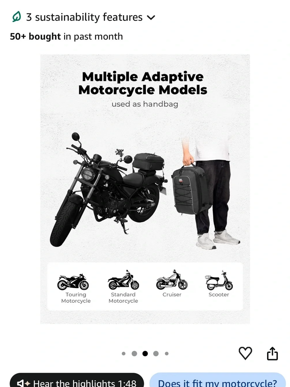 Men's Black Motorcycle Tail Bag